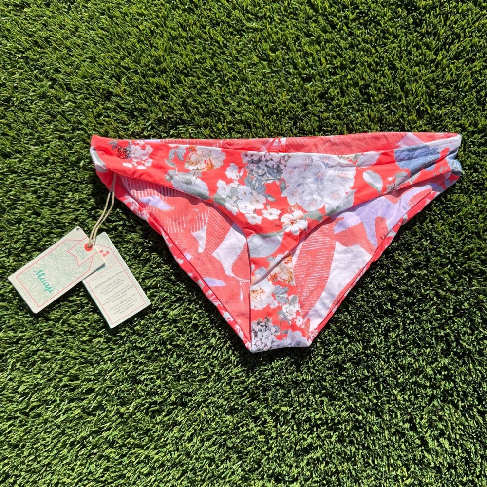 Maaji Sublimity Reversible Bikini swim‎ Bottoms Coral White Size L NEW